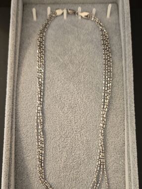 Stainless Steel Multi-Strand Beaded Necklace - Silver